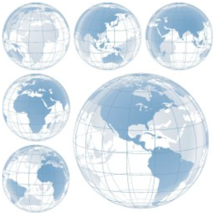 6 small globes at different axis.